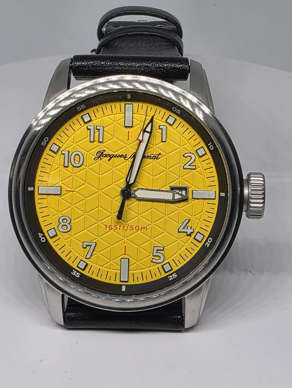 Jacques Monnat Roscana Quartz 42-44mm stainless steel case.